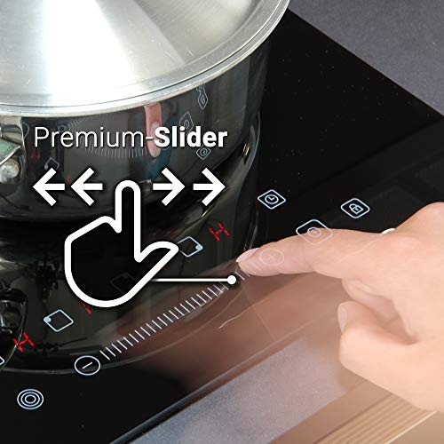 Encimera vitrocerámica 59cm (autosuficiente, 6,6kW, 15 escalones, 4 zonas, sin marco, doble zona, touch slider, zona de tostado, temporizador automático) KFS59RL - KKT KOLBE