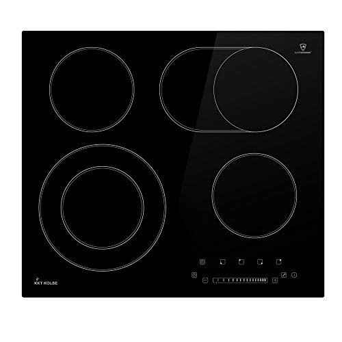 Encimera vitrocerámica 59cm (autosuficiente, 6,6kW, 15 escalones, 4 zonas, sin marco, doble zona, touch slider, zona de tostado, temporizador automático) KFS59RL - KKT KOLBE
