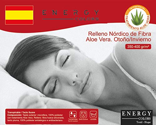ENERGY COLORS Relleno NÓRDICO Duvet Blanco 350/400 g OTOÑO/Invierno (Blanco, Cama 150/160 (240 x 220 cm))