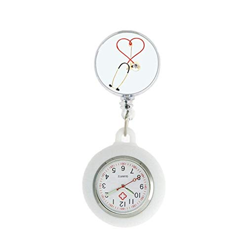 Enfermero Nueva Enfermera médico del Hospital Latido del corazón del Estetoscopio de Relojes de Moda for Hombre médicos retráctil Pediatría Relojes de Bolsillo de Regalo (Color : 7)