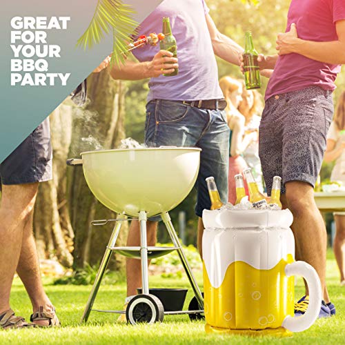 Enfriador inflable de 18", enfriador de cerveza para fiestas, decoraciones para fiestas de verano, jarra de cerveza inflable para fiestas en la piscina en la playa (paquete de 2)