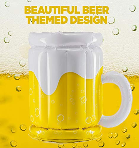Enfriador inflable de 18", enfriador de cerveza para fiestas, decoraciones para fiestas de verano, jarra de cerveza inflable para fiestas en la piscina en la playa (paquete de 2)