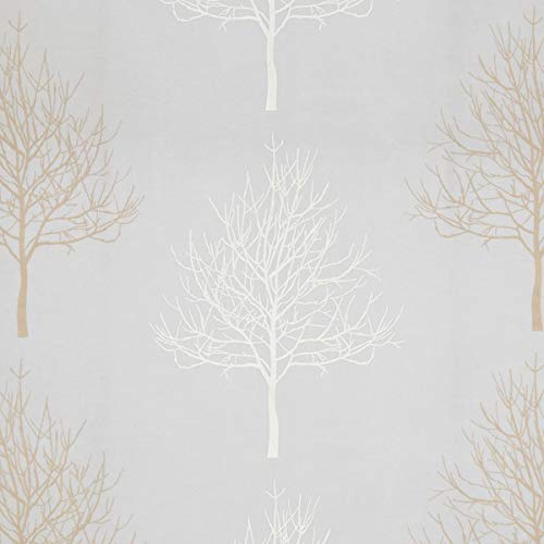 englisch dekor Decoración Inglesa para Cortinas, diseño de árbol, Color Beige, Tela Metro, Transparente, Semitransparente, con Cinta de contrapeso