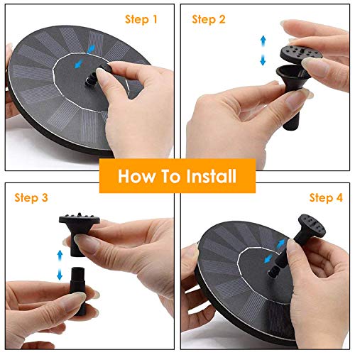 Entweg Kit de Bomba de Fuente de energía con energía Solar Conjunto de Bomba de Agua con decoración F-Inferior Bomba de Fuente Deco DIY para baño de pájaros al Aire Libre