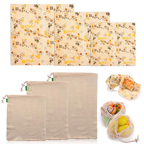 Envoltorio Cera de Abeja Reutilizable,3+3 Pack Beeswax Wraps,Envoltorios Puede Almacenar Alimento,Alternativa A Las Envolturas De Película Adhesiva para Almacenamiento De Queso,Zero Waste (Negro)