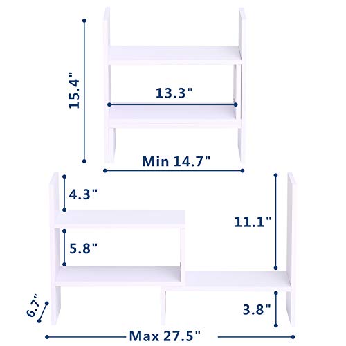 EONO Estantería Organizador de Escritorio DIY Librería Estante Sobremesa Madera Blanco para Oficina Casa 72.4x17x39cm EDT207002WW