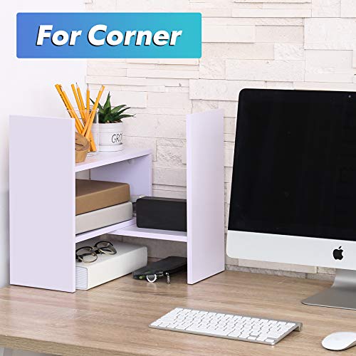 EONO Estantería Organizador de Escritorio DIY Librería Estante Sobremesa Madera Blanco para Oficina Casa 72.4x17x39cm EDT207002WW