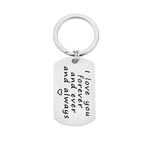 Epinki Acero Inoxidable Llavero Grabado I Love You Forever y Ever y Always Plata Llavero Día de San Valentín Regalo
