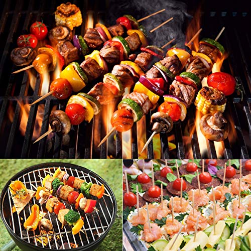 EQLEF 100PCS de 15 cm Brochetas de bambú y 100PCS de 25 cm BBQ Palitos de Kebab de Frutas para Fiesta, Banquete, bufé, Vida Cotidiana a la Parrilla de la Barbacoa, canapé, malvavisco, Postre, cóctel