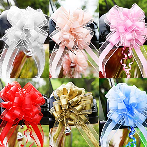 EQLEF Lazos Regalo, Arcos Grandes de Organza para la decoración de la Fiesta de Bodas, Lazo de Papel de Regalo para Navidad, San Valentín, cumpleaños (Paquete de 6 Unidades en 6 Colores)