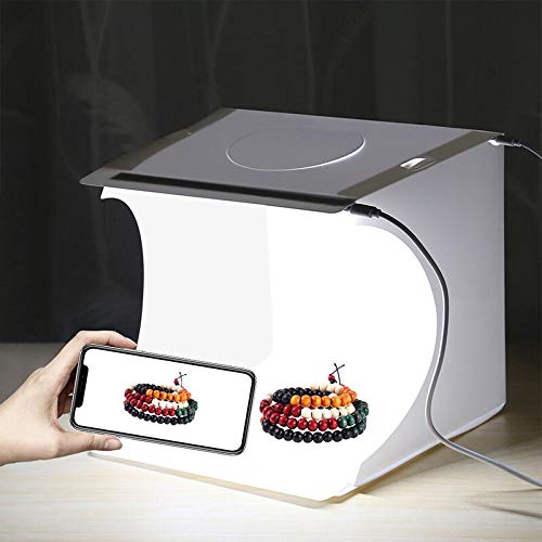 Equipo Fotográfico Portátil,Caja de luz de Fotografía Plegable con 2 luz LED Kit de Caja de luz con 6 Colores de Fondo Paños Luces Incorporadas y Cable USB