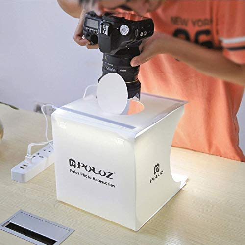 Equipo Fotográfico Portátil,Caja de luz de Fotografía Plegable con 2 luz LED Kit de Caja de luz con 6 Colores de Fondo Paños Luces Incorporadas y Cable USB