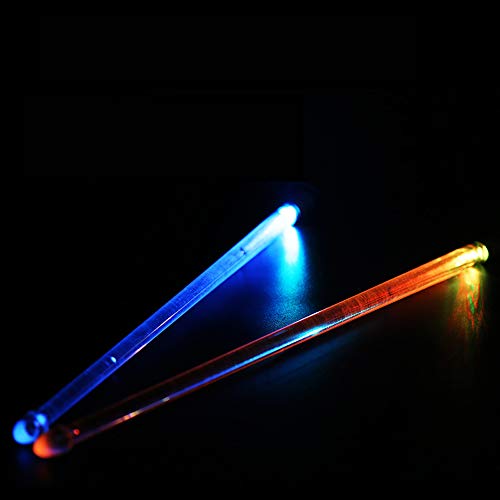 Eqwr led luz Tambor Baquetas Baquetas con Luces Baquetas de Tambor Antideslizantes,baqueta de Jazz Brillante,para niños Estudiantes y Adultos,para actuaciones nocturnas Eescenarios