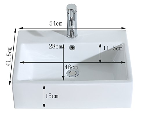 Eridanus Lavabo de Cerámica, Fregadero de Rectángulo de Doble Uso de Serie Monterosso(54x41,5x15cm)