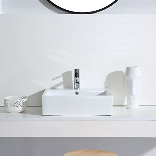 Eridanus Lavabo de Cerámica, Fregadero de Rectángulo de Doble Uso de Serie Monterosso(54x41,5x15cm)