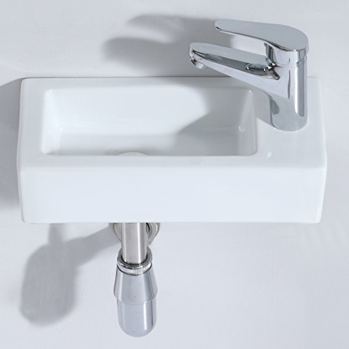 Eridanus Lavabo de Cerámica, Fregadero de Rectángulo de Doble Uso de Serie Vento-right(37x18x9cm)