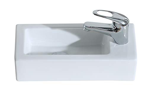 Eridanus Lavabo de Cerámica, Fregadero de Rectángulo de Doble Uso de Serie Vento-right(37x18x9cm)