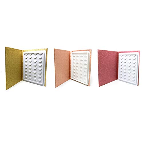 Erthree16 pares de libros de almacenamiento de pestañas, contenedor de muestra de maquillaje, catálogo de pestañas, papel de purpurina de viaje, Rose gold, 1.00[set de ]