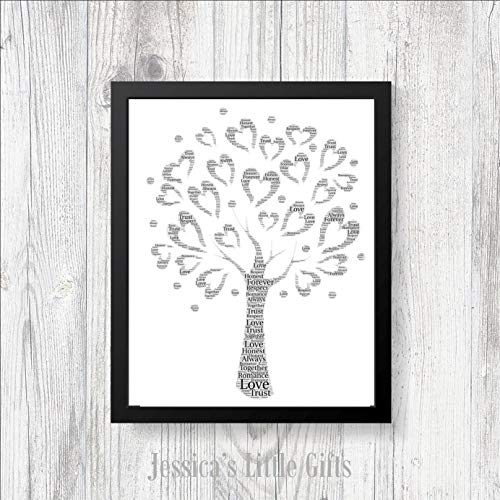 Erti567an Love Tree Word Art - Impresión personalizada para cumpleaños, Navidad, boda, romance, San Valentín, regalo para amantes del hogar