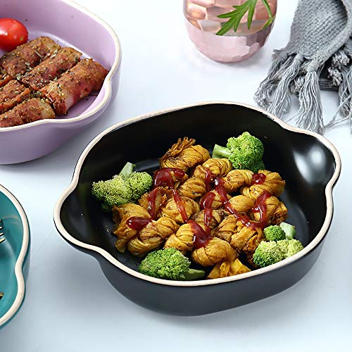 ERTYP Bandeja de Hornear Ensalada Postre Pan Horneado Binaural nórdica cerámica Creativa Recipiente for Hornear de Frutas (4 Unidades) Bandeja para Hornear esmaltada