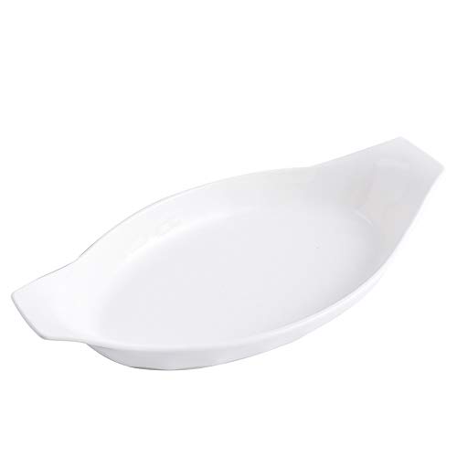 ERTYP Bandeja de Hornear Nórdica Estilo Oval Hornear Placa de cerámica 2 Piezas de arroz cocido al Horno Placa Maciza de Color Cena con la manija Bandeja para Hornear esmaltada