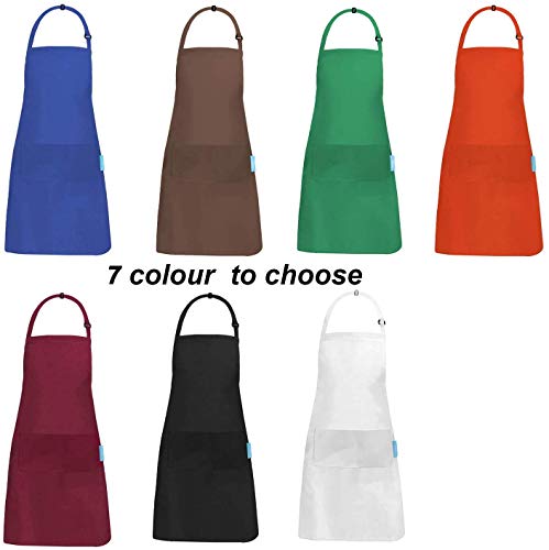esafio 2 Piezas Delantales Impermeables, Delantal de Trabajo Ajustables del Cocinero con 2 Bolsillo para Mujeres Hombres,Delantal Chefs Cocina para Cocinar/Hornea/Barbacoa (Rojo)