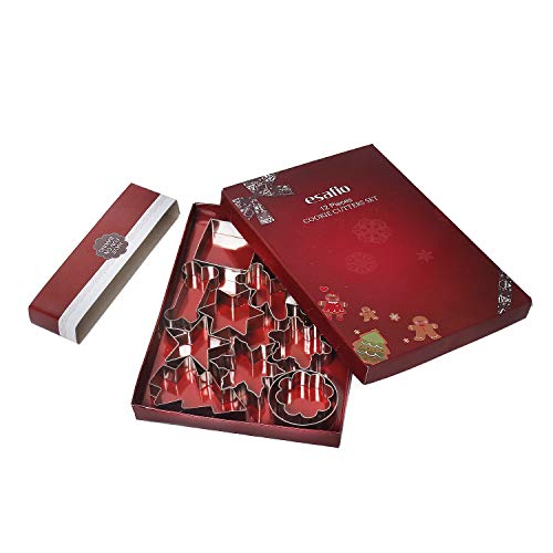 esafio Cortadores de Galletas,Moldes de Galletas Cortado para Hacer Galletas Glaseado Azúcar y Decoración de Pasteles,304 Acero Inoxidable (12pcs)