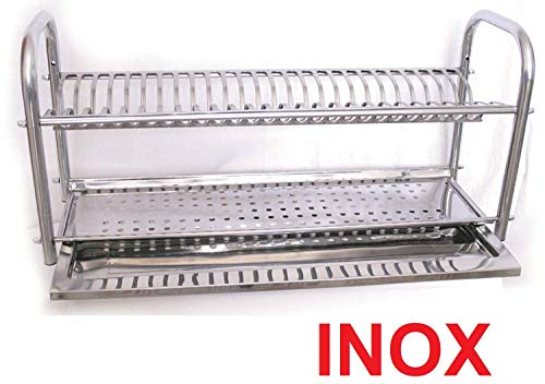 Escurreplatos de acero inoxidable con soporte, 60 cm, fabricado en Italia