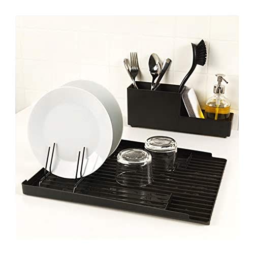 Escurreplatos de doble cara de 40 x 31 cm, materiales: bandeja de drenaje: polipropileno, pies de plástico: goma sintética, tamaño montado: longitud: 40 cm, ancho: 31 cm, altura: 3 cm,