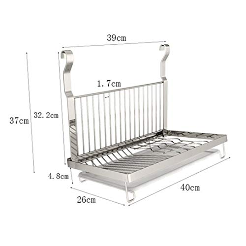 Escurreplatos plegable Gettesy de acero inoxidable para colgar en la cocina, estante organizador de platos – plateado + blanco
