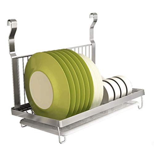 Escurreplatos plegable Gettesy de acero inoxidable para colgar en la cocina, estante organizador de platos – plateado + blanco