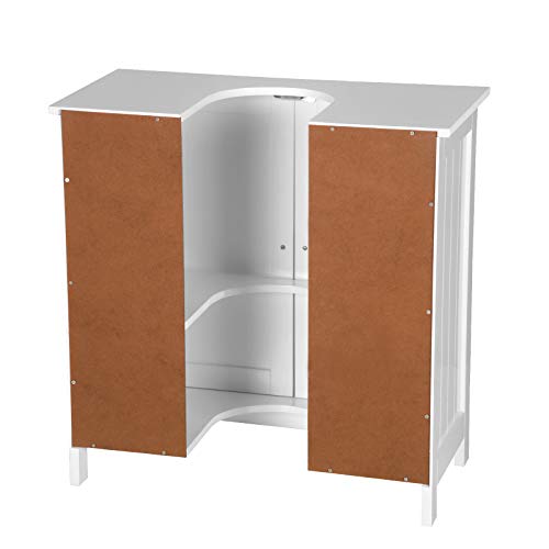 eSituro Mueble Bajo Lavabo Armario de Suelo para Baño Mueble de Baño Organizador 2 Puertas, MDF Blanco 60 x 30 x 60 cm SBP0014