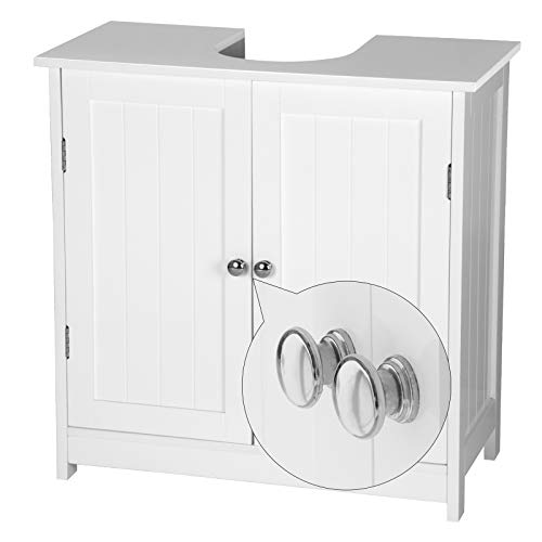 eSituro Mueble Bajo Lavabo Armario de Suelo para Baño Mueble de Baño Organizador 2 Puertas, MDF Blanco 60 x 30 x 60 cm SBP0014