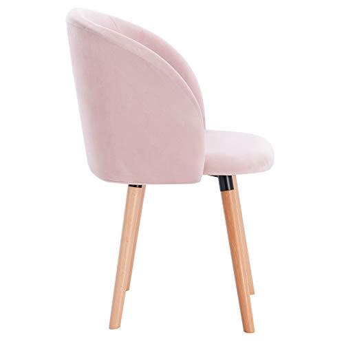 eSituro Pack de 1 Silla de Comedor Muebles Cocina Diseno Nórdico con Reposabrazos Silla Tapizada Madera Sillas Comedor Terciopelo Rosa