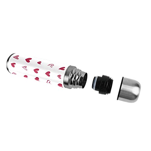 Eslifey - Botella de agua de acero inoxidable aislada con doble vacío, con iconos de corazón rojo, 500 ml