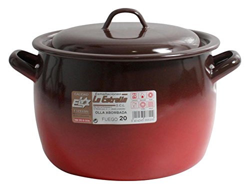 Esmaltaciones La Estrella Fuego - Olla abombada con Tapa, 20 cm, 5 L