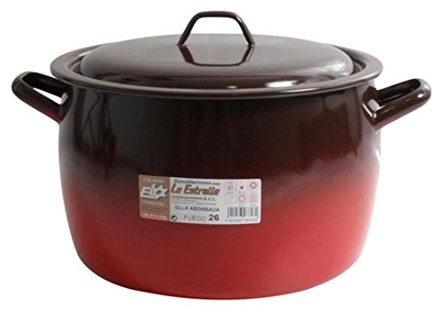 Esmaltaciones La Estrella Fuego - Olla abombada con Tapa, 26 cm, 10 L