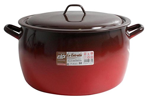 Esmaltaciones La Estrella Fuego - Olla abombada con Tapa, 30 cm, 15 L