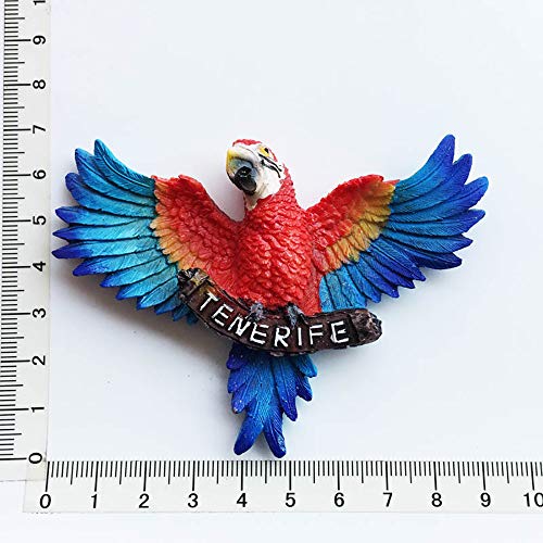 España Tenerife 3D Guacamayo Loro recuerdo imán para nevera, hecho a mano casa y cocina decoración Tenerife Refrigerador imán colección