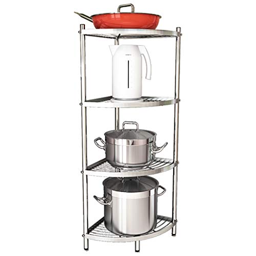 Estante de almacenaje de Acero Inoxidable 304丨Estante de Cocina casero de 4 gradas Estante de especias丨Estante de Metalizado Estante de Almacenamiento de baño Estante de Almacenamiento de baño