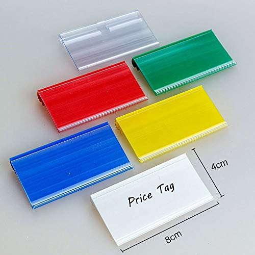 Estante de Etiquetas, 50 Piezas Coloreado Titular de La Etiqueta de Precio, Soporte de Etiqueta de Precio, para Mostrador Supermercado Mercadería Centro Comercial Tienda, 8cm x 4 cm