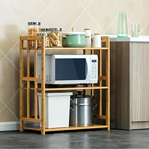 Estante de la Cocina Piso Horno microondas Estante 3 Pisos Estante de almacenaje de Utensilios de Cocina Panadería de bambú (Tamaño: 70 * 38 * 80CM) Carros de Servicio
