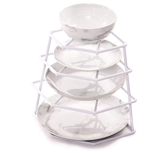 Estante para platos Home treats de esquina, para armario o encimera, color blanco