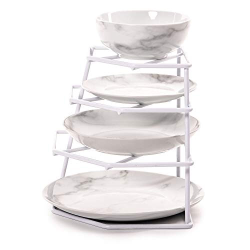 Estante para platos Home treats de esquina, para armario o encimera, color blanco