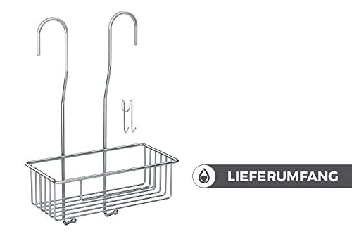 Estantería Baño Acero Inoxidable – Organizador Baño Colgante con Ganchos – Estanterías para Accesorios Baño Recubiertas de Silicona para Disminuir Ruido (40 x 25 x 13 cm)