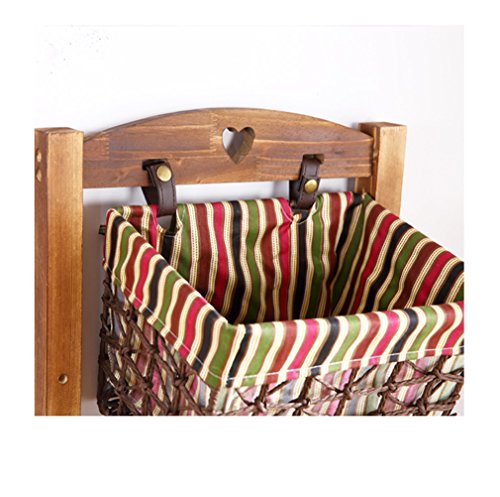 Estanterías flotantes de Doble Fila de Tres Pisos de Pared Capas de Mimbre de Tela Cesta de Almacenamiento Sala de Estar de Madera Maciza Marco Decoración(66 * 97cm)