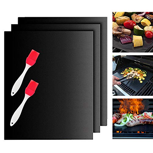 Estera para Parrilla, Chuangmeida Estera de Barbacoa Barbecue Grill Alfombras de cocina para hornear a gas carbón horno y parrillas eléctricas Láminas de barbacoa para asar carne, silicona gratis