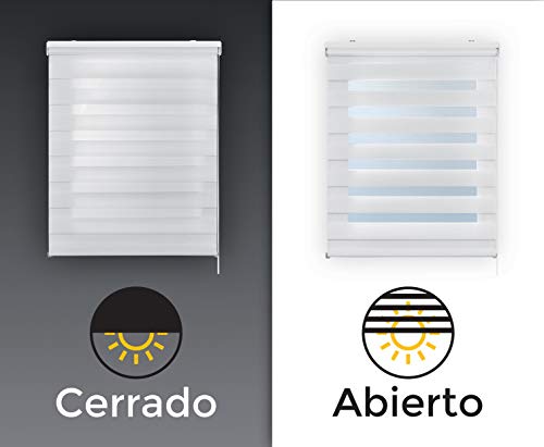 Estores Basic, Stores noche y día, Blanco, 90x250cm, estores plegables, persianas enrollables para el interior.