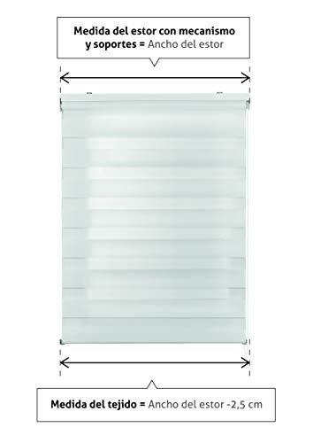 Estores Basic, Stores noche y día, Blanco, 90x250cm, estores plegables, persianas enrollables para el interior.