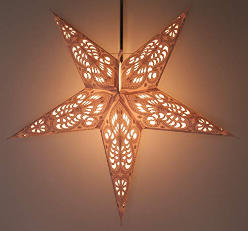 Estrella decorativa navideña de papel con cinco puntas Menor nature